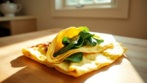 Omelete de claras com espinafre