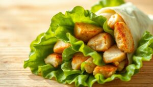 Wrap de alface com frango