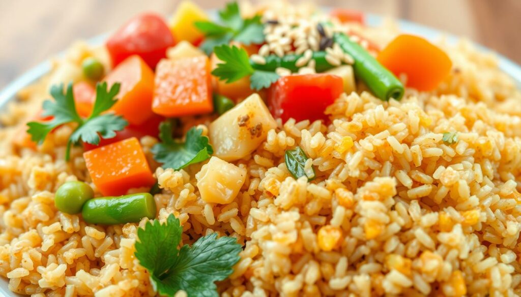 arroz integral com vegetais