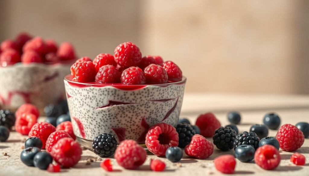 benefícios da chia e frutas vermelhas