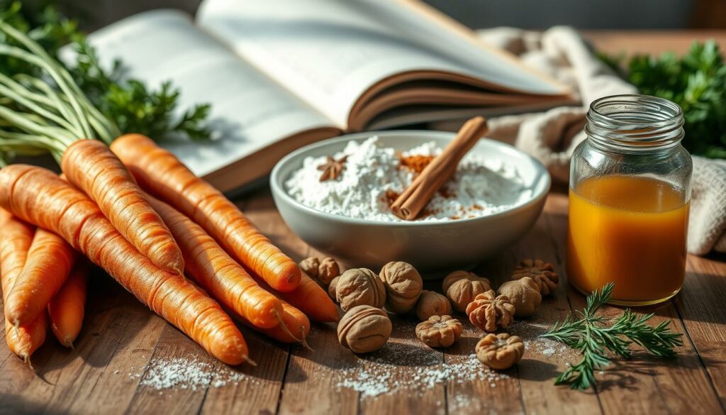 ingredientes para bolo de cenoura fit
