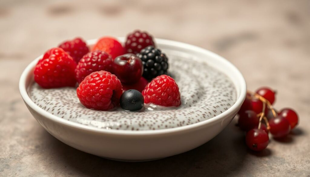 receita de pudim de chia com frutas vermelhas