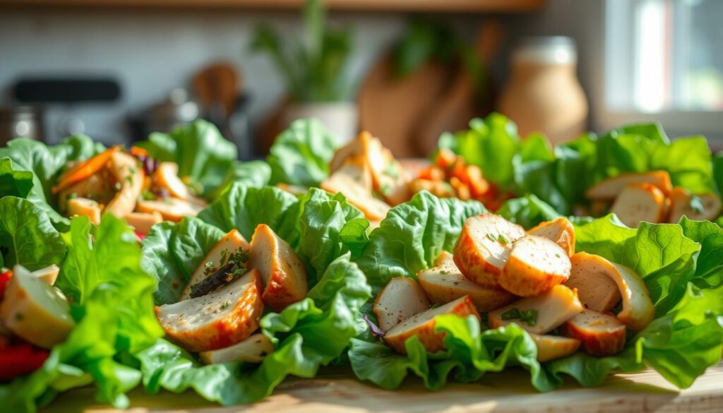 variações de wrap de alface com frango